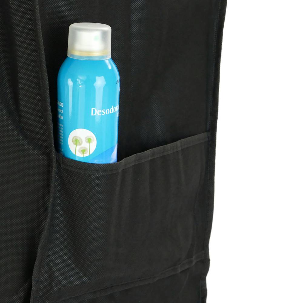 Fabric wardrobe for clothes and shoes storage and organiser 60 x 28 x 124 cm black with roll-up door