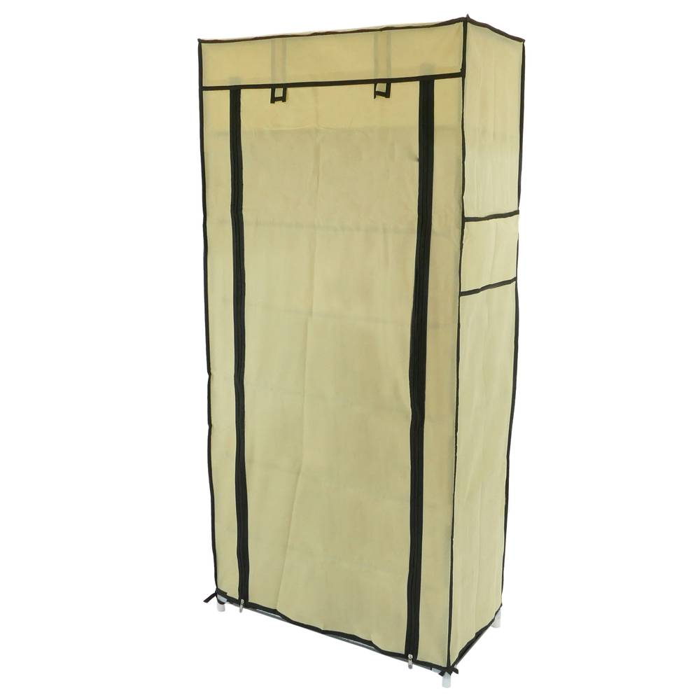 Garderobe und Schuhe Stoffschrank Faltschrank Kleiderschrank 60 x 30 x 128 cm beige mit Rolltore