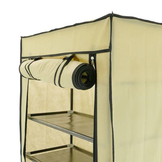 Garderobe und Schuhe Stoffschrank Faltschrank Kleiderschrank 60 x 30 x 128 cm beige mit Rolltore