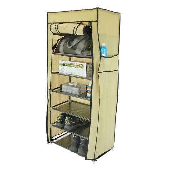 Garderobe und Schuhe Stoffschrank Faltschrank Kleiderschrank 60 x 30 x 128 cm beige mit Rolltore