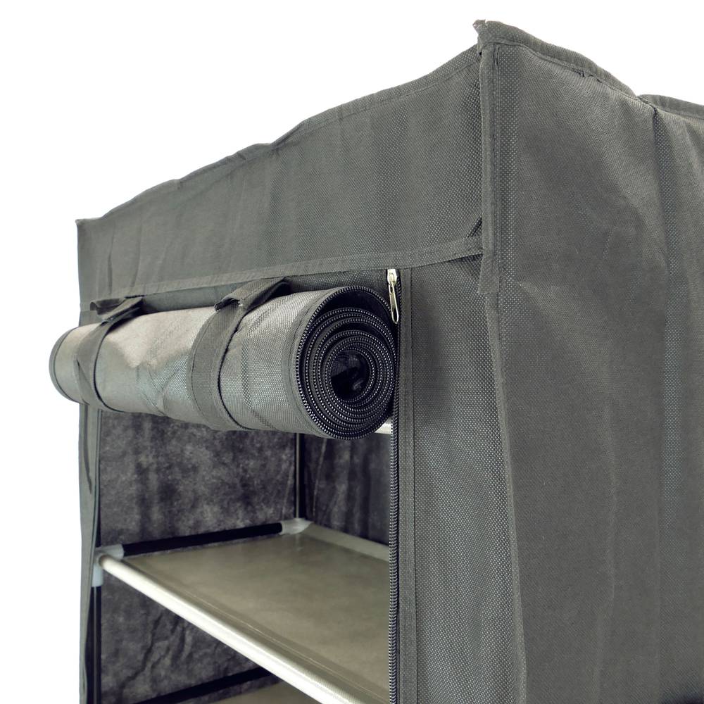 Garderobe und Schuhe Stoffschrank Faltschrank Kleiderschrank 60 x 30 x 160 cm schwarz mit Rolltore