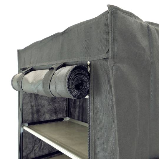 Garderobe und Schuhe Stoffschrank Faltschrank Kleiderschrank 60 x 30 x 160 cm schwarz mit Rolltore