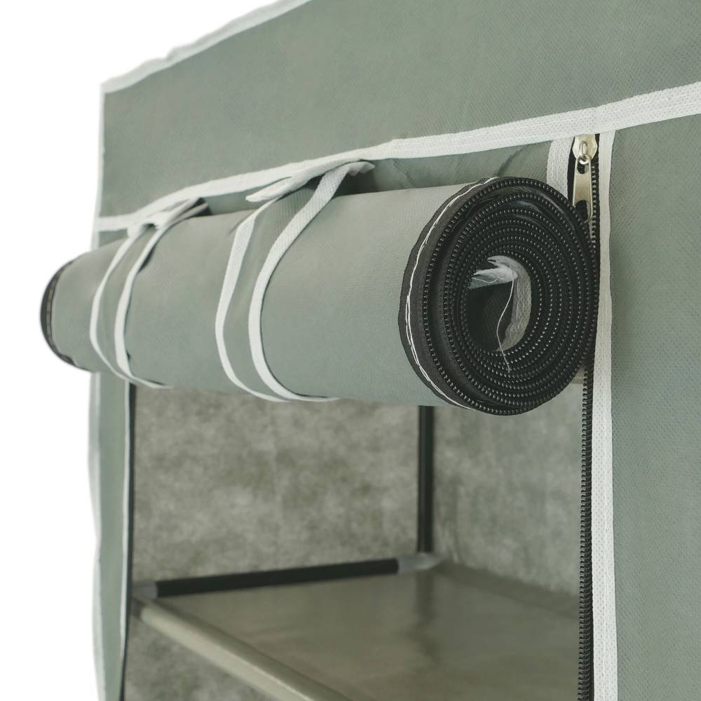 Garderobekast en schoenenrek in afneembare stof 60 x 30 x 160 cm grijs met roldeur