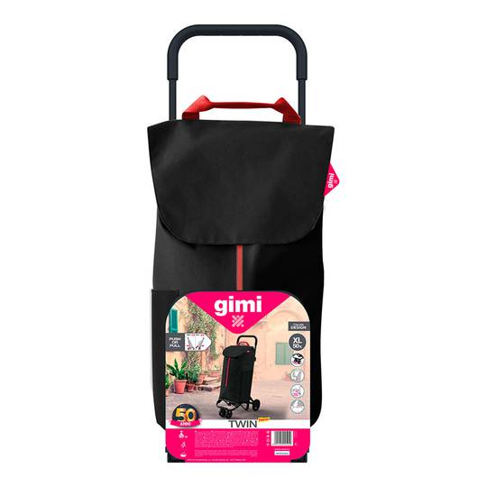 50L black polyester folding and waterproof shopping trolley