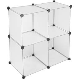 Armoire penderie cabinet etagère de 4 cubes de 35x35cm en plastique blanc