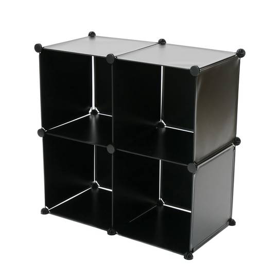 Modułowa szafka z organizerem Półki z 4 kostkami z czarnego plastiku 35x35 cm