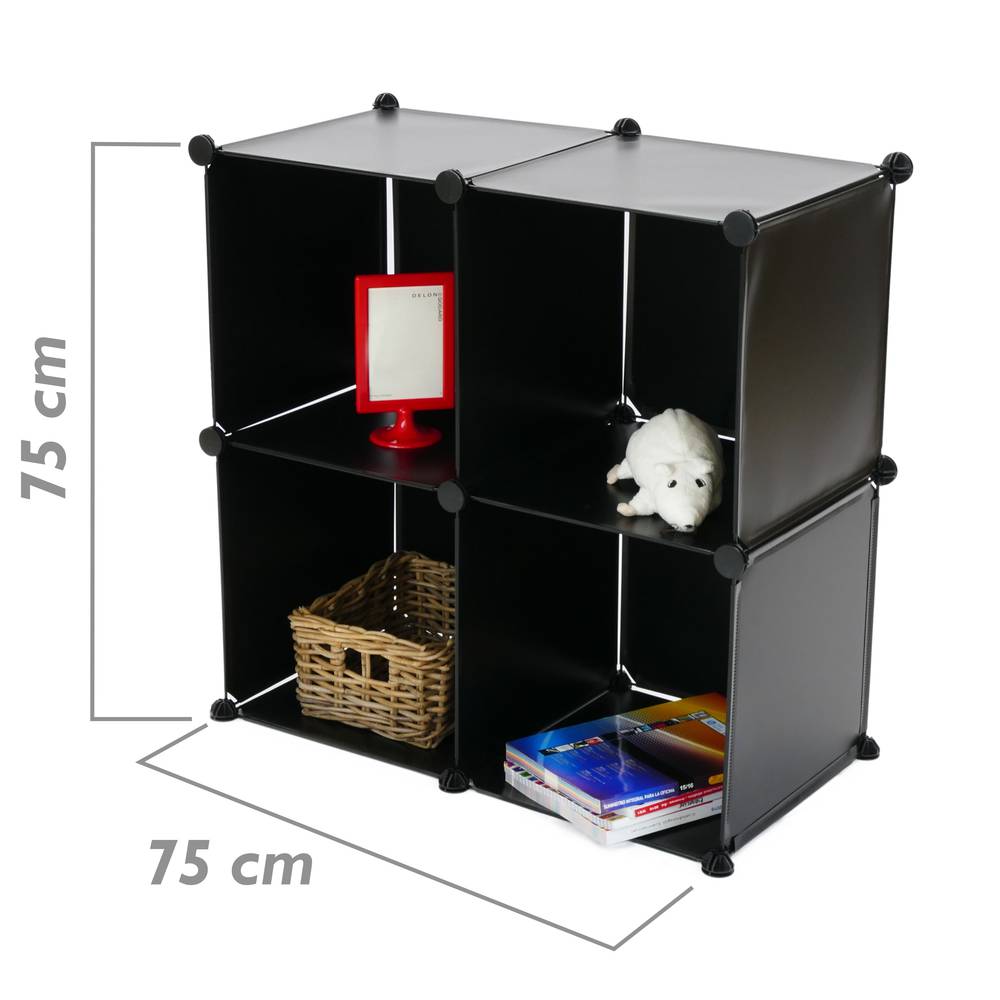 Armário organizador modular Prateleiras do 4 cubos 35x35cm de plástico preto