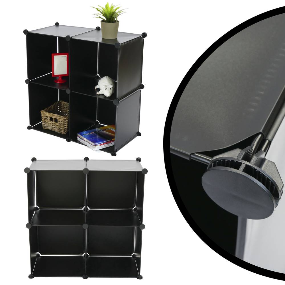 Armário organizador modular Prateleiras do 4 cubos 35x35cm de plástico preto