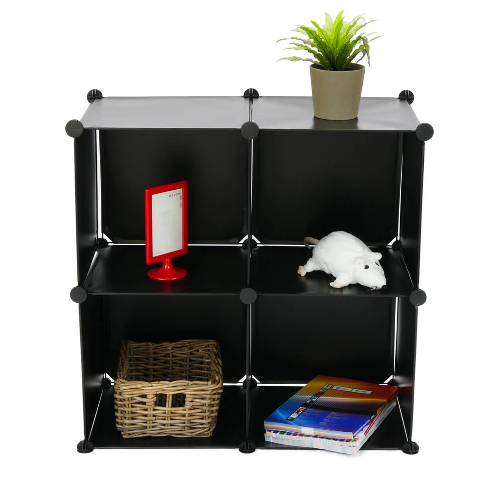 Armário organizador modular Prateleiras do 4 cubos 35x35cm de plástico preto