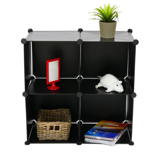 Modułowa szafka z organizerem Półki z 4 kostkami z czarnego plastiku 35x35 cm
