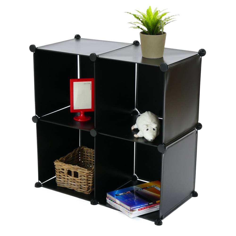 Armário organizador modular Prateleiras do 4 cubos 35x35cm de plástico preto