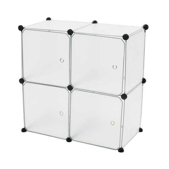 Armário organizador modular Prateleiras do 4 cubos 35x35cm de plástico branco com portas