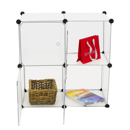 Armário organizador modular Prateleiras do 4 cubos 35x35cm de plástico branco com portas