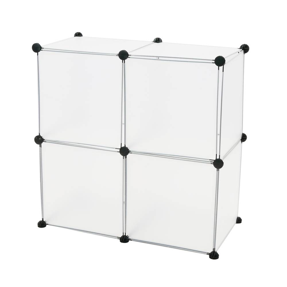 Armário organizador modular Prateleiras do 4 cubos 35x35cm de plástico branco com portas