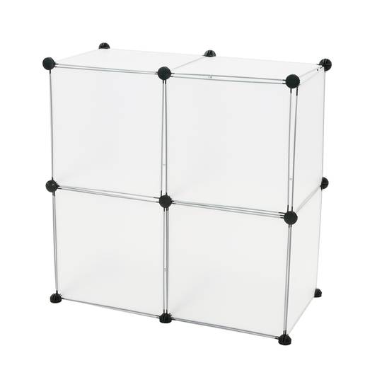 Armário organizador modular Prateleiras do 4 cubos 35x35cm de plástico branco com portas
