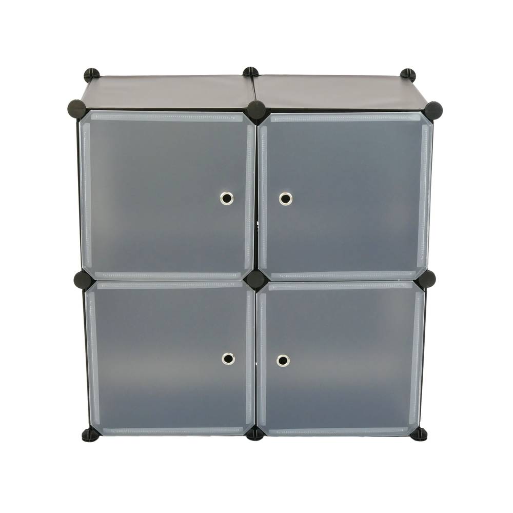 Modular shelving closet storage organizing 4 plastic cube 35x35cm black with doors
