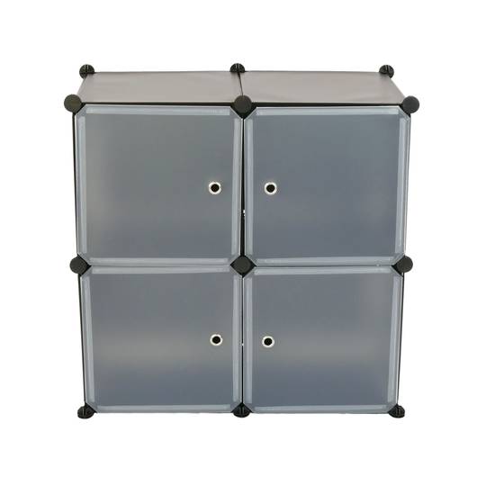 Modular shelving closet storage organizing 4 plastic cube 35x35cm black with doors