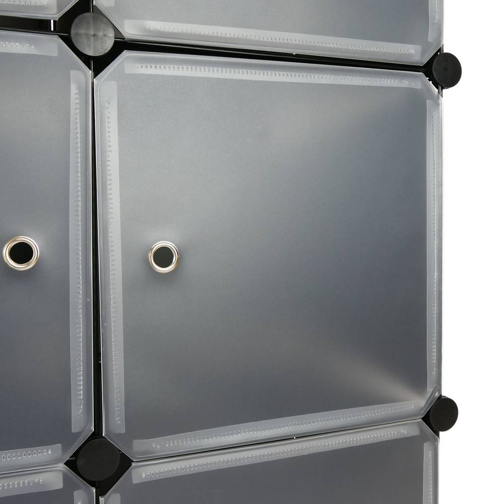 Modular shelving closet storage organizing 4 plastic cube 35x35cm black with doors