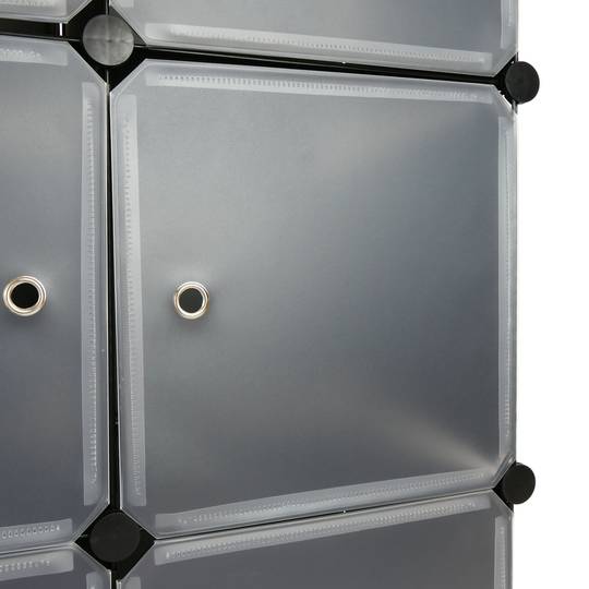 Modular shelving closet storage organizing 4 plastic cube 35x35cm black with doors