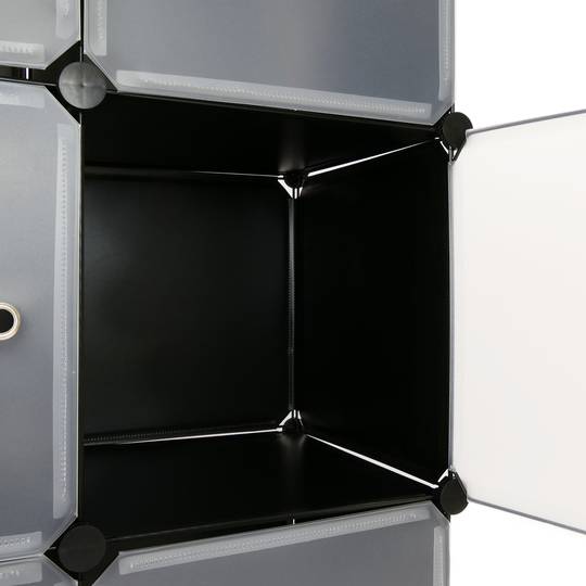 Modular shelving closet storage organizing 4 plastic cube 35x35cm black with doors