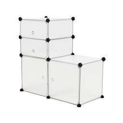 Armoire penderie cabinet etagère de 4 cubes de 35x35cm 17x35cm en plastique blanc avec portes
