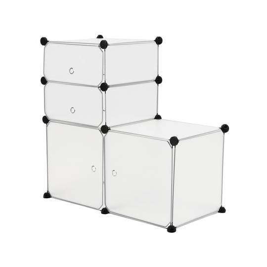Armário organizador modular Prateleiras do 4 cubos 35x35cm 17x35cm de plástico branco com portas