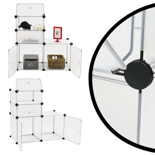 Armário organizador modular Prateleiras do 4 cubos 35x35cm 17x35cm de plástico branco com portas