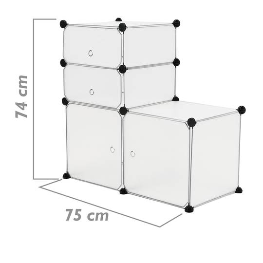 Armário organizador modular Prateleiras do 4 cubos 35x35cm 17x35cm de plástico branco com portas