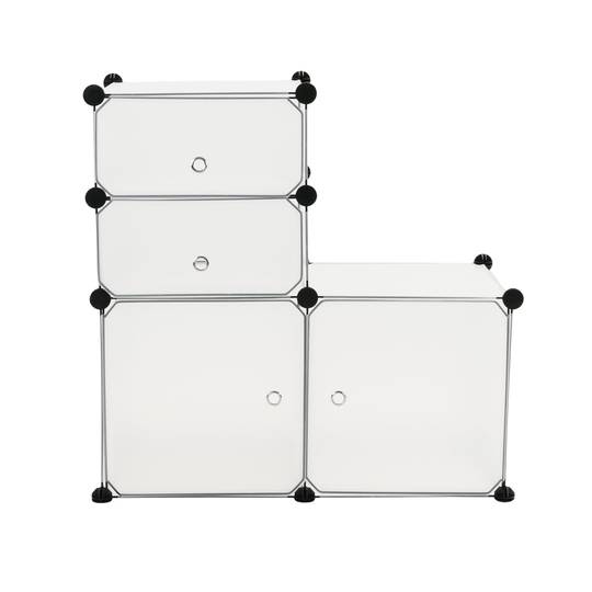 Armário organizador modular Prateleiras do 4 cubos 35x35cm 17x35cm de plástico branco com portas
