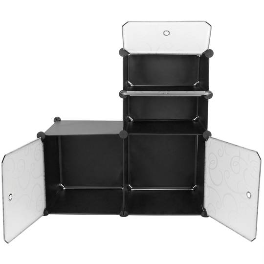 Armadio guardaroba scaffale modulare di 4 cubi 35x35cm 17x35cm nero con porte