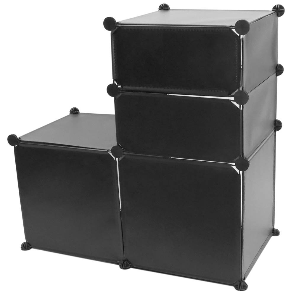 Armadio guardaroba scaffale modulare di 4 cubi 35x35cm 17x35cm nero con porte