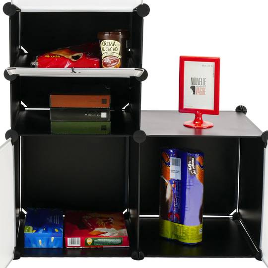 Armadio guardaroba scaffale modulare di 4 cubi 35x35cm 17x35cm nero con porte