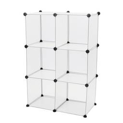 Armoire penderie cabinet etagère de 6 cubes de 35x35cm en plastique blanc