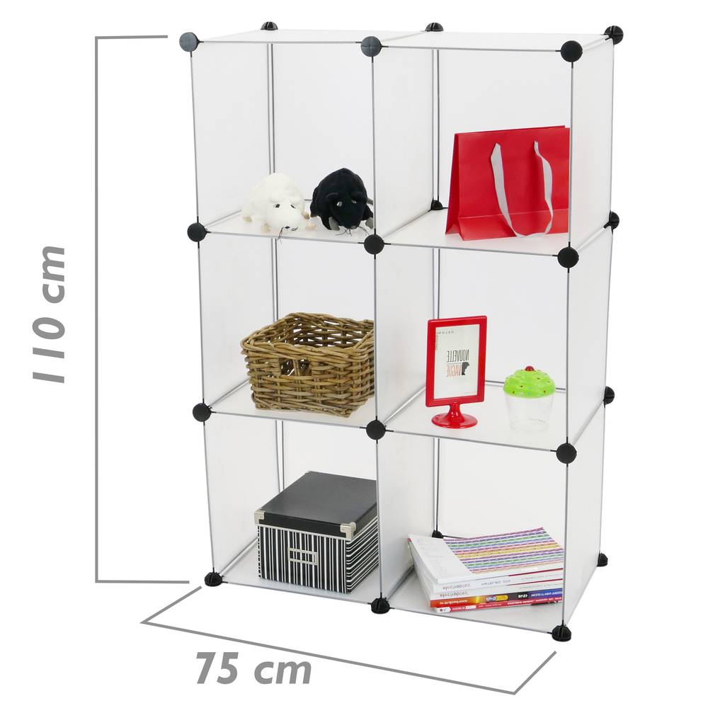 Armadio guardaroba scaffale modulare di 6 cubi 35x35cm bianco