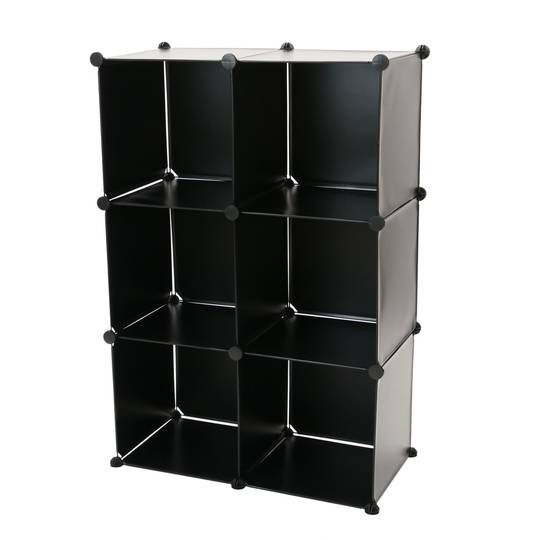 Armoire penderie cabinet etagère de 6 cubes de 35x35cm en plastique noir
