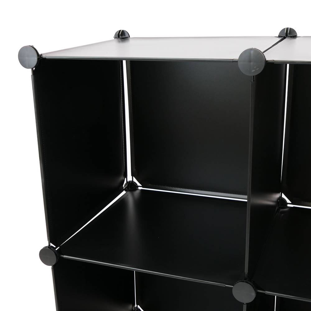 Armoire penderie cabinet etagère de 6 cubes de 35x35cm en plastique noir