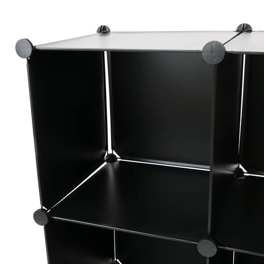 Armoire penderie cabinet etagère de 6 cubes de 35x35cm en plastique noir