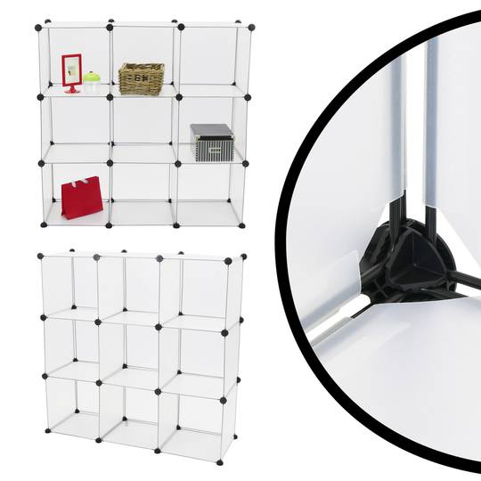 Armoire penderie cabinet etagère de 9 cubes de 35x35cm en plastique blanc