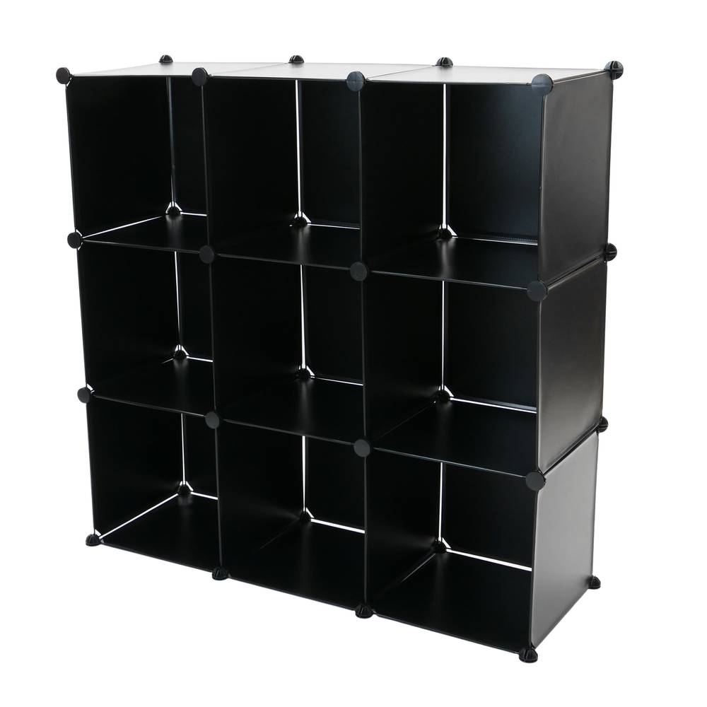 Modular shelving closet storage organizing 9 plastic cube 35x35cm black