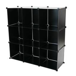 Modułowa szafka z organizerem Półki z 9 kostkami z czarnego plastiku 35x35 cm