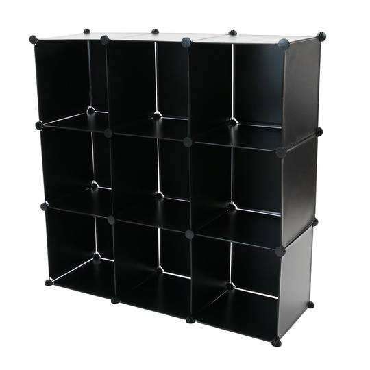 Modular shelving closet storage organizing 9 plastic cube 35x35cm black