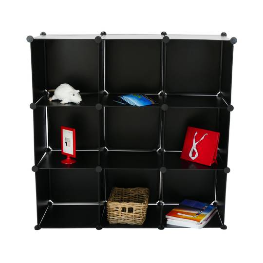 Modular shelving closet storage organizing 9 plastic cube 35x35cm black