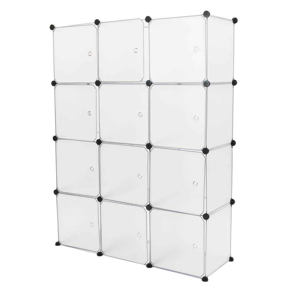 Modułowa szafka z organizerem Półki na 12 kostek z białego plastiku 35x35 cm z drzwiami