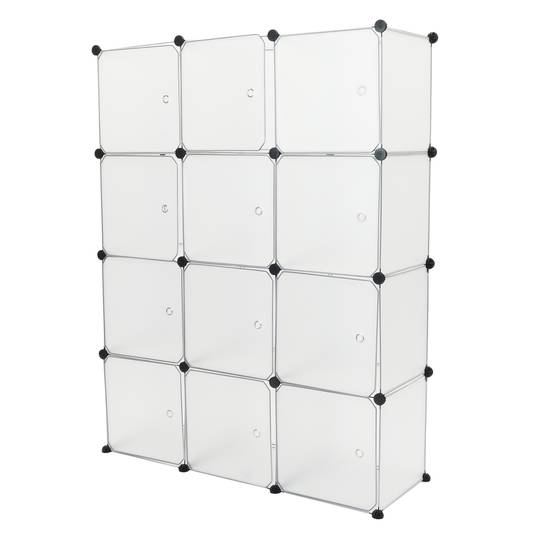 Modułowa szafka z organizerem Półki na 12 kostek z białego plastiku 35x35 cm z drzwiami