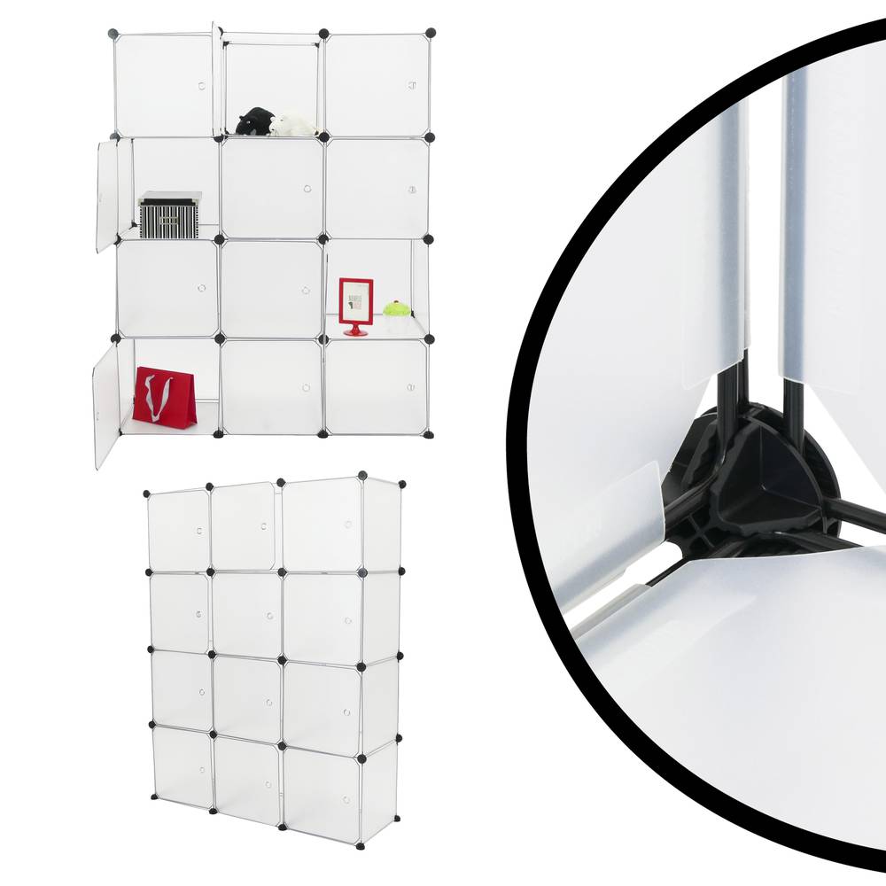 Modułowa szafka z organizerem Półki na 12 kostek z białego plastiku 35x35 cm z drzwiami