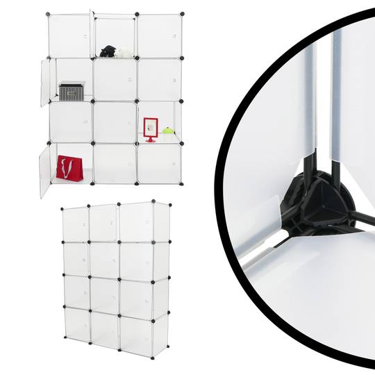 Modułowa szafka z organizerem Półki na 12 kostek z białego plastiku 35x35 cm z drzwiami