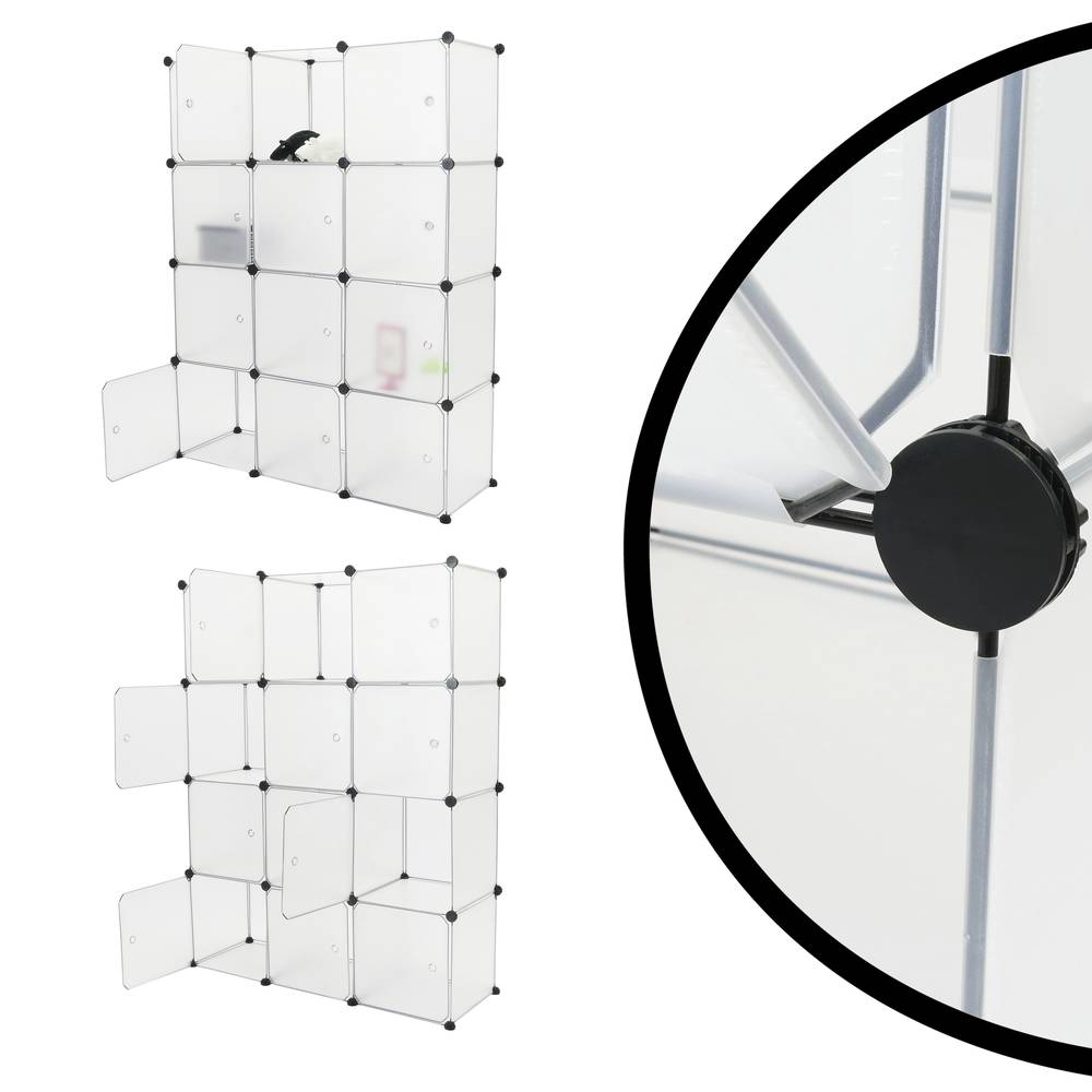 Modułowa szafka z organizerem Półki na 12 kostek z białego plastiku 35x35 cm z drzwiami