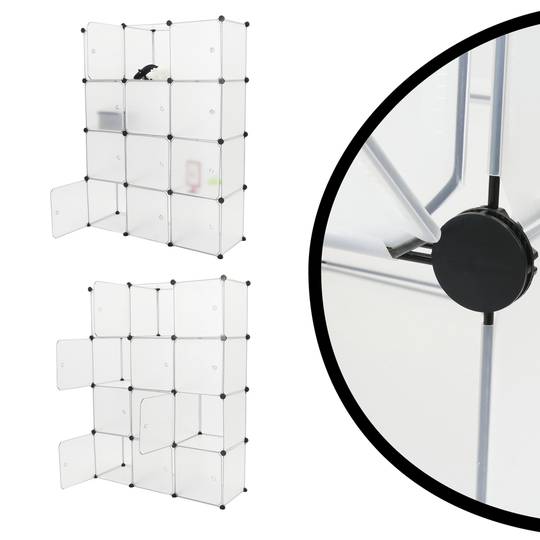 Modułowa szafka z organizerem Półki na 12 kostek z białego plastiku 35x35 cm z drzwiami