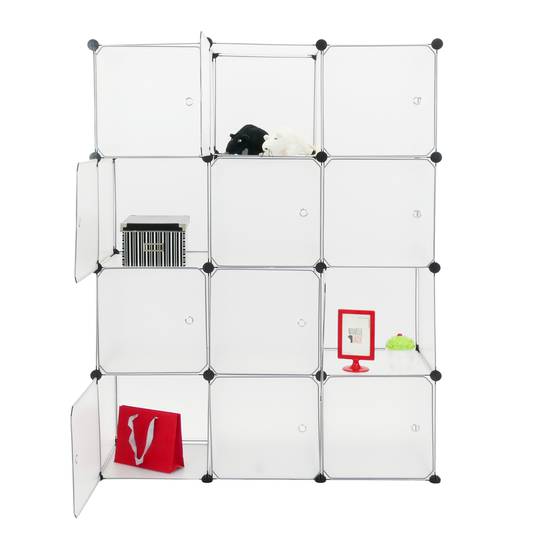 Modułowa szafka z organizerem Półki na 12 kostek z białego plastiku 35x35 cm z drzwiami
