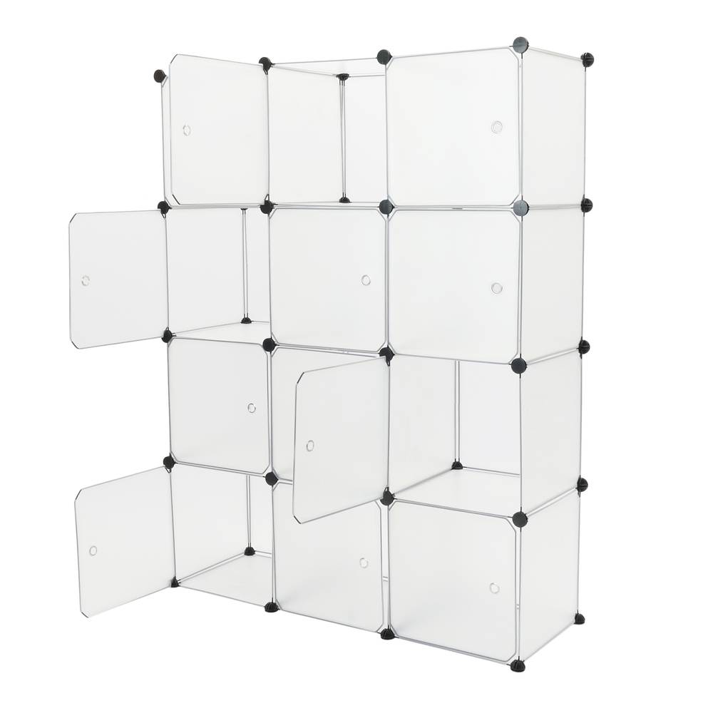 Modułowa szafka z organizerem Półki na 12 kostek z białego plastiku 35x35 cm z drzwiami